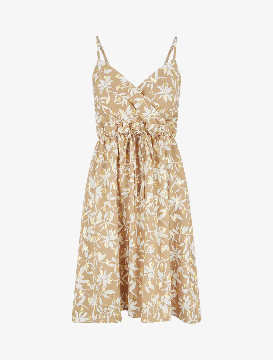 Robe imprimé feuillage à détail irisé - Taupe