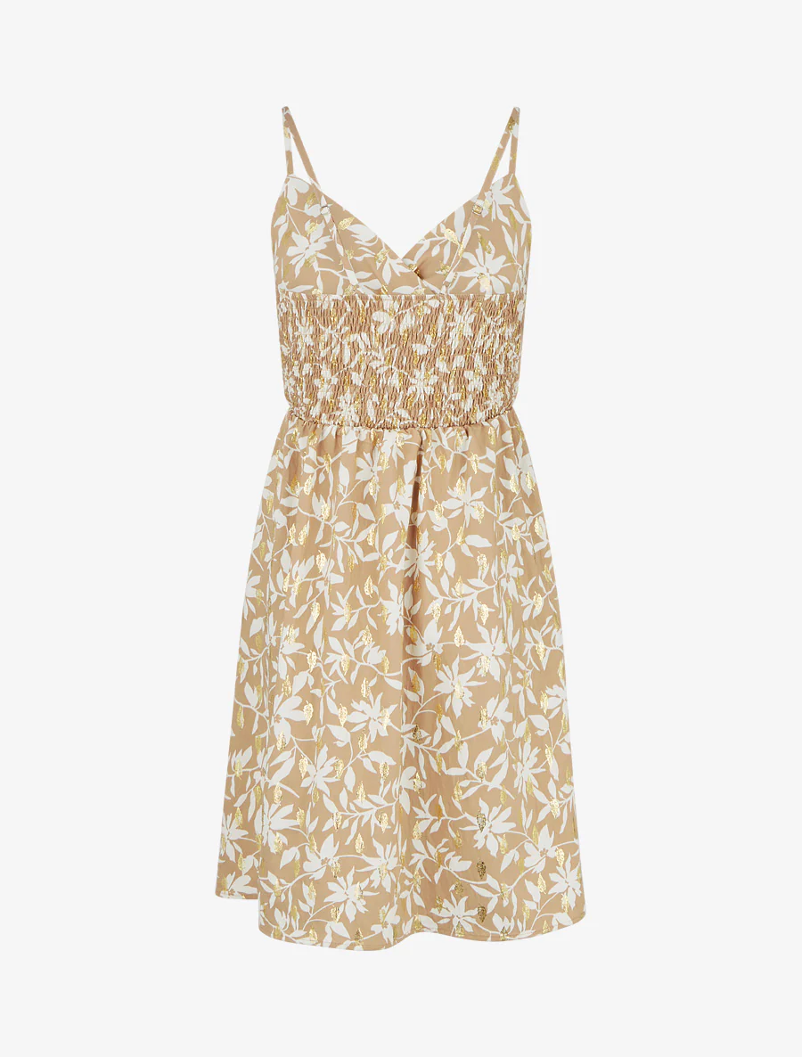 Robe imprimé feuillage à détail irisé - Taupe - Image 2