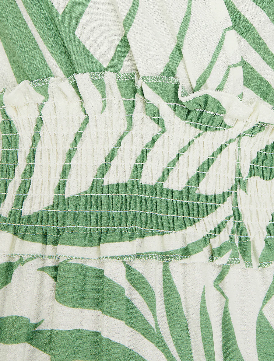 Robe imprimé feuillages à bretelles à noeud - Vert - Image 3