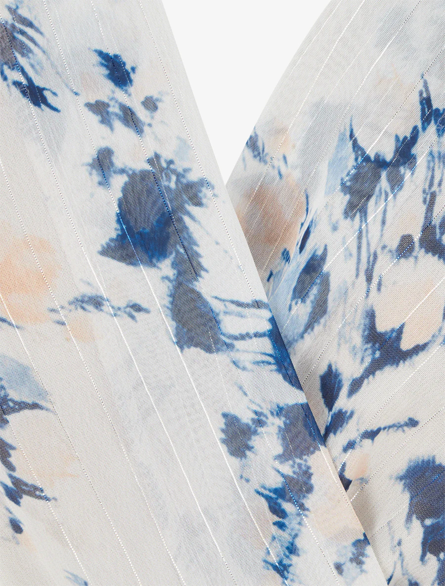 Robe imprimé fleuri à rayures irisés - Marine - Image 3