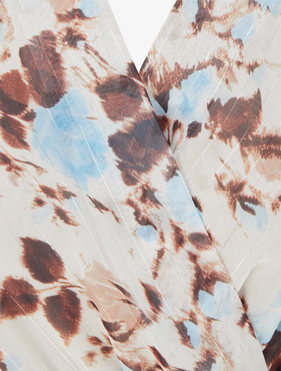 Robe imprimé fleuri à rayures irisés - Bleu ciel - Image 3
