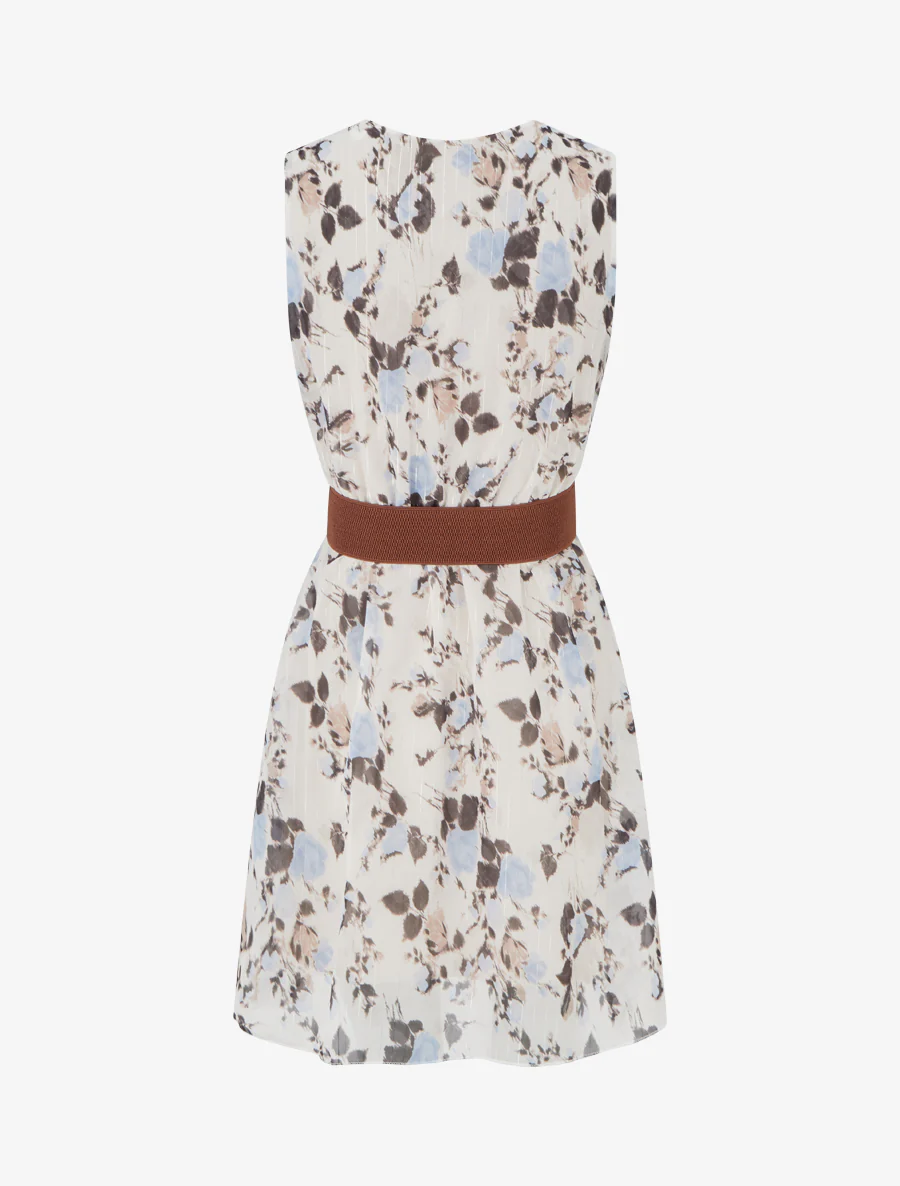 Robe imprimé fleuri à rayures irisés - Noir - Image 2