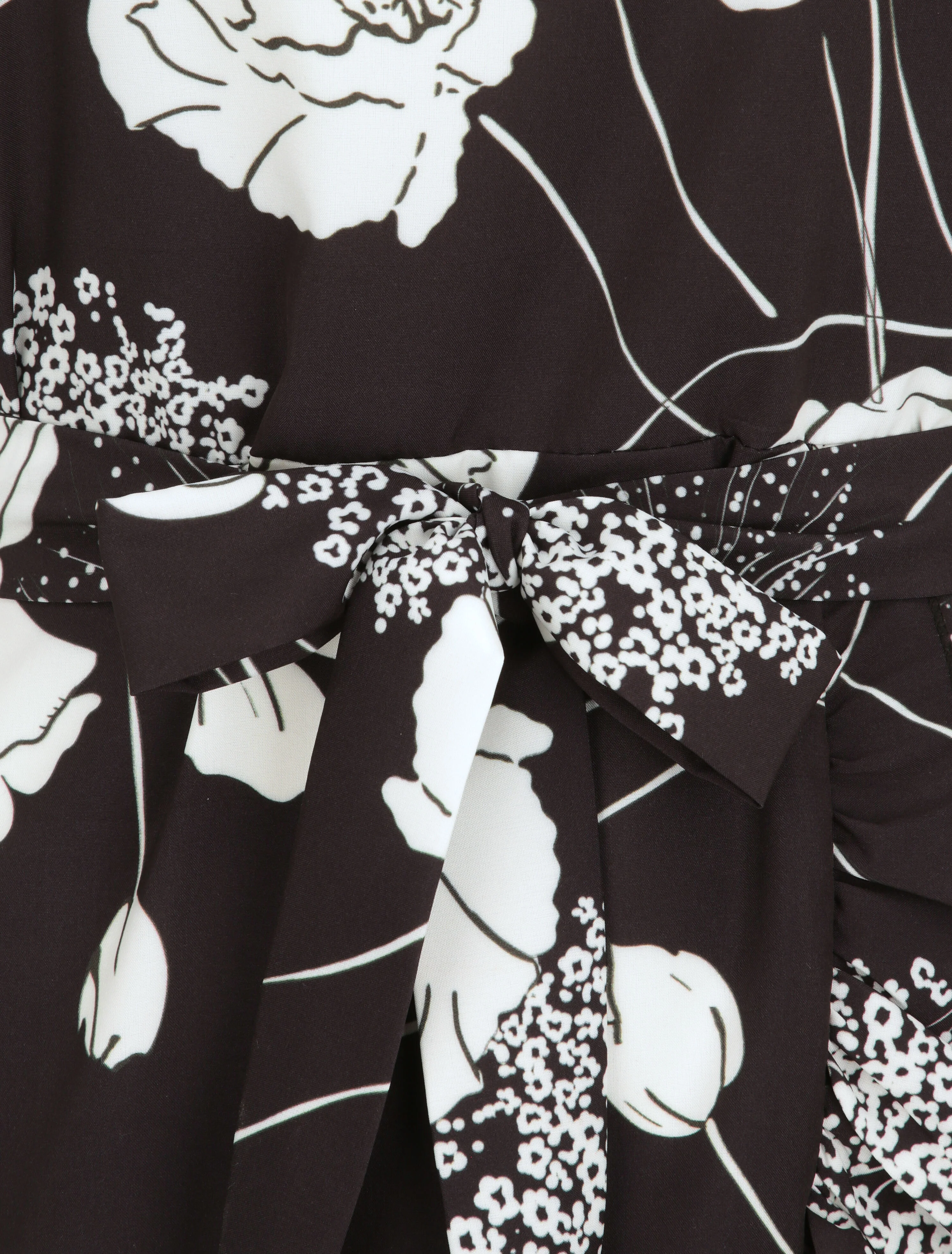 Robe imprimé fleurs sauvages à bords volantées style portefeuille - Noir - Image 3