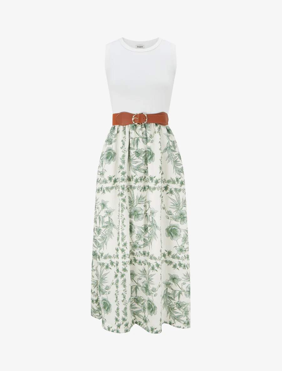 Robe imprimé floral à poches - Vert