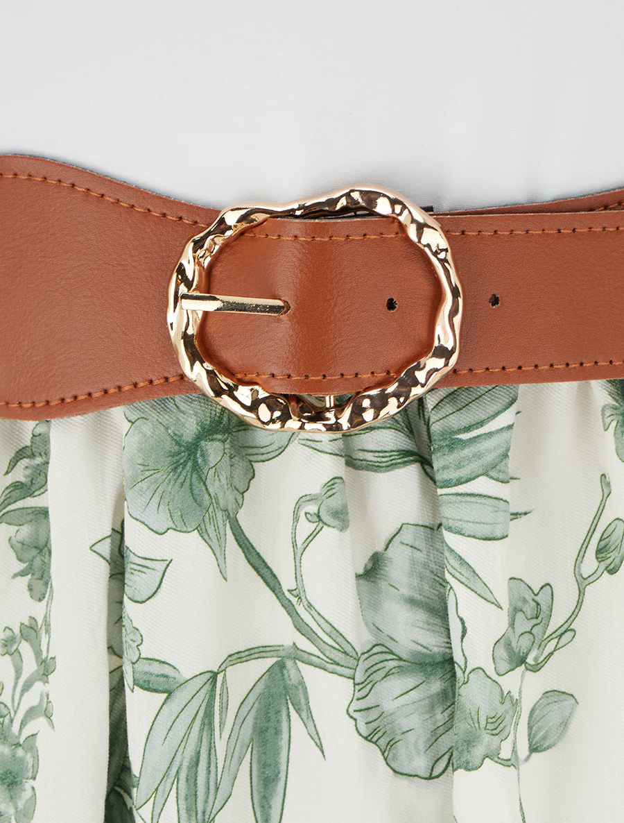 Robe imprimé floral à poches - Vert - Image 3