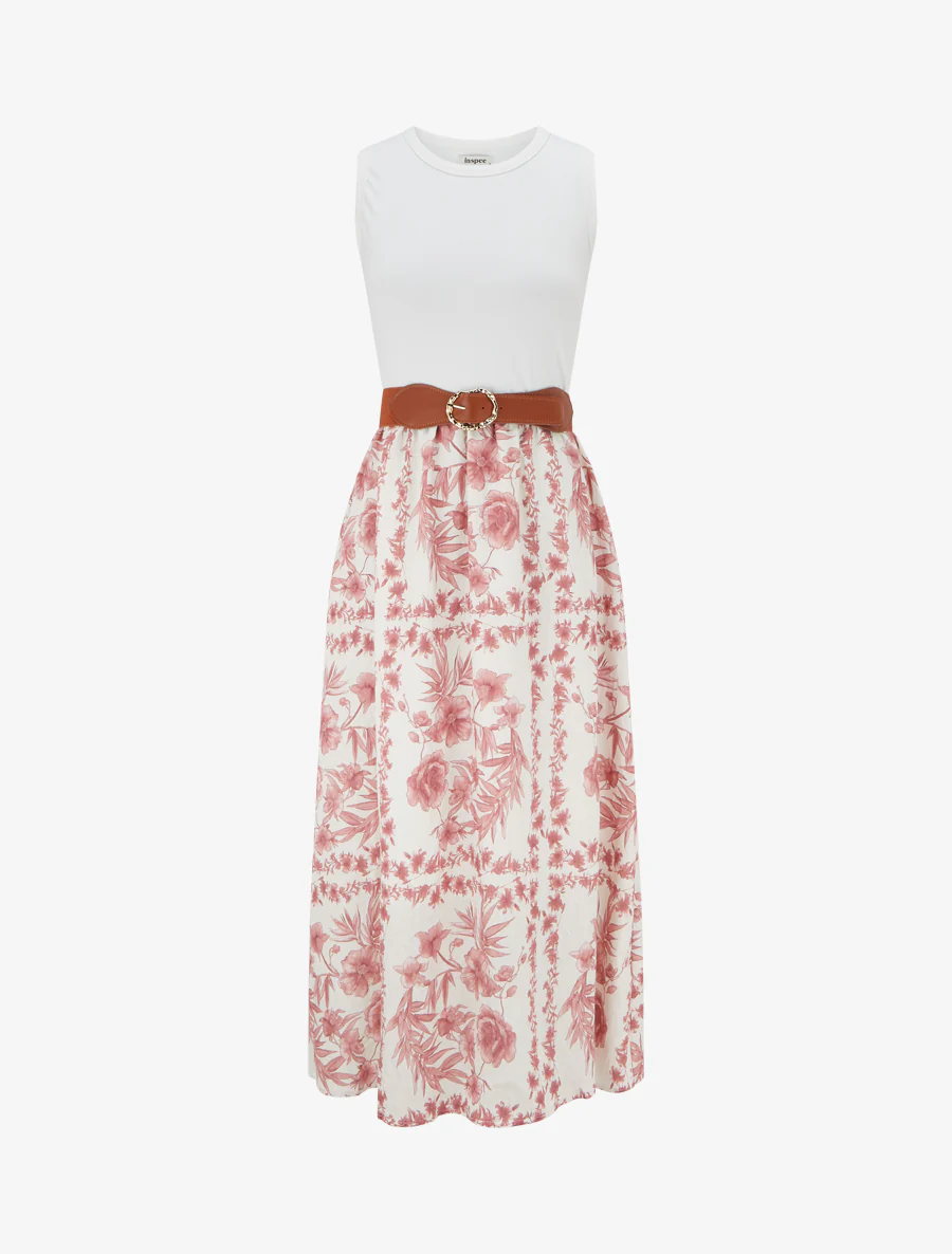 Robe imprimé floral à poches - Vieux rose