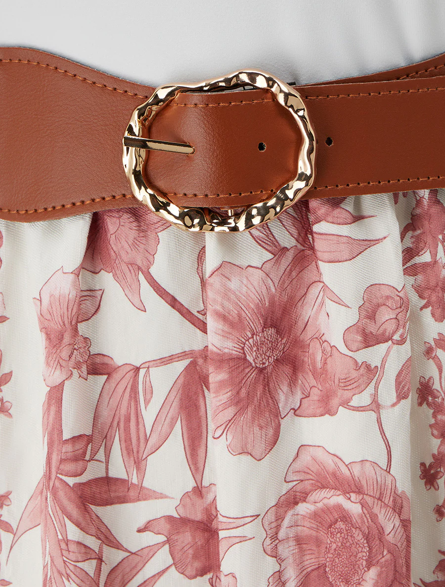 Robe imprimé floral à poches - Vieux rose - Image 3