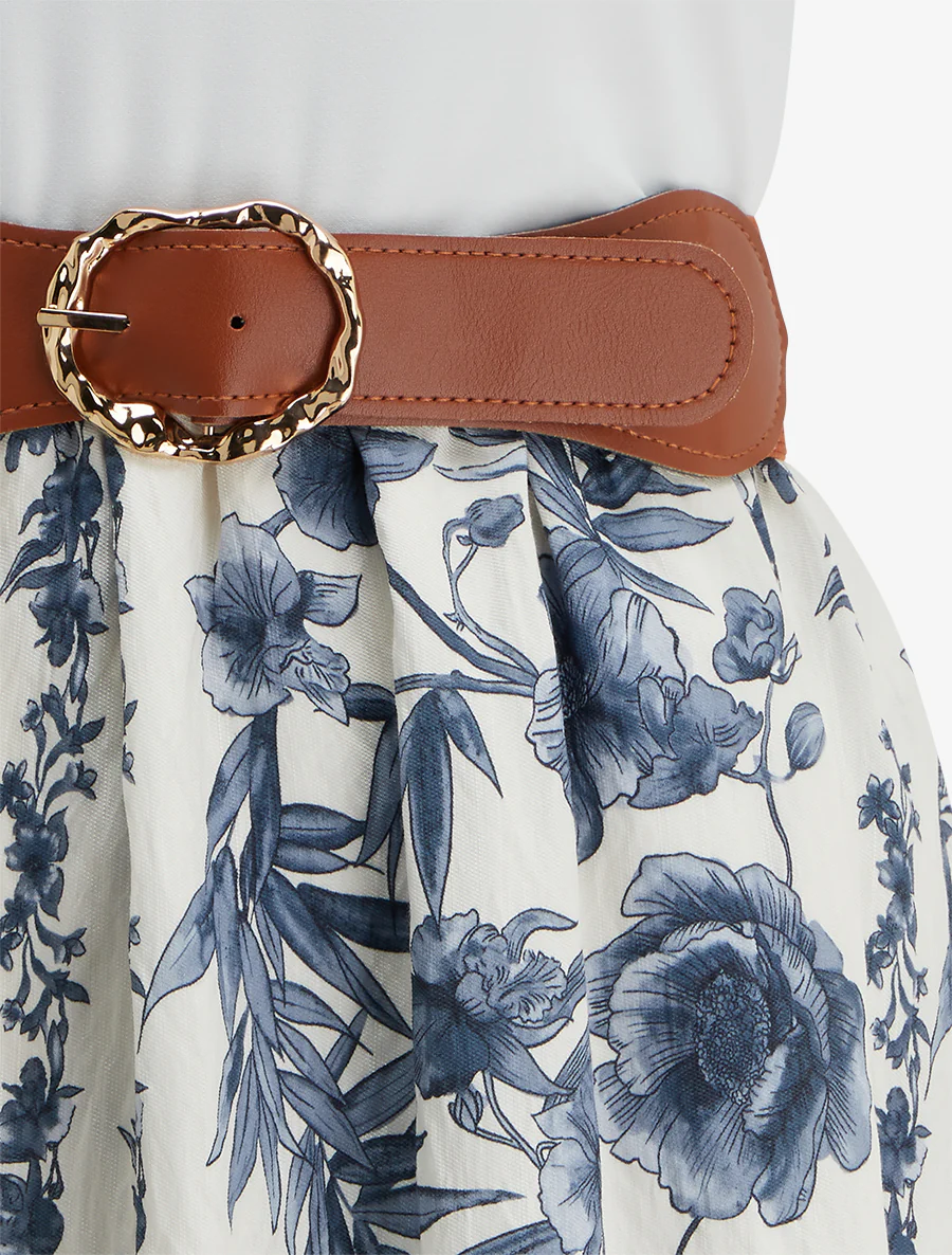 Robe imprimé floral à poches - Bleu - Image 3