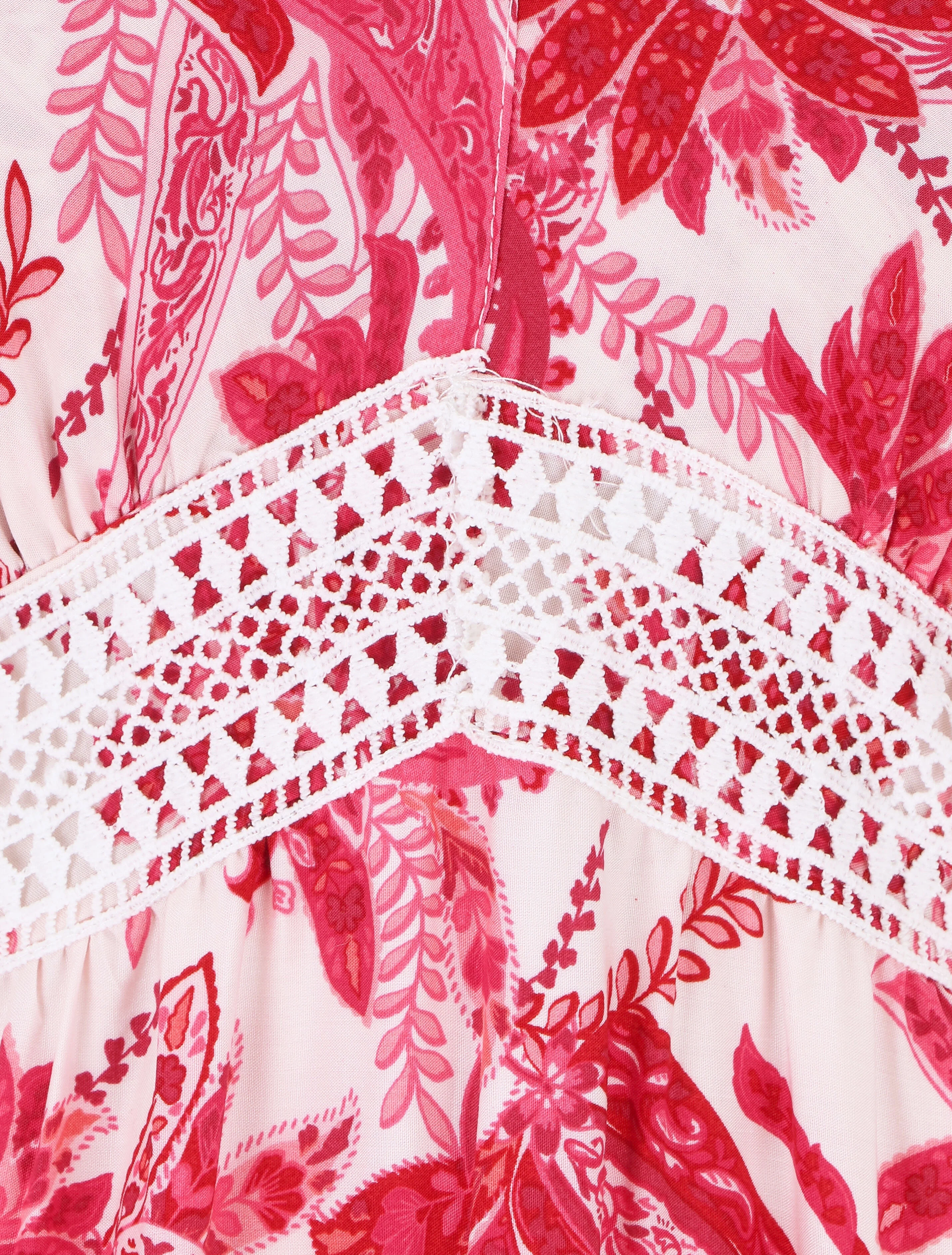Robe imprimé foulard à base volantée - Fushia - Image 4