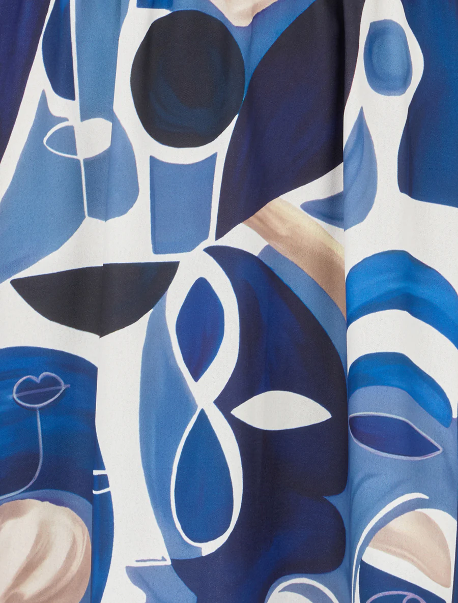 Robe imprimé peinture abstraite à bretelles stylisées - Marine - Image 3