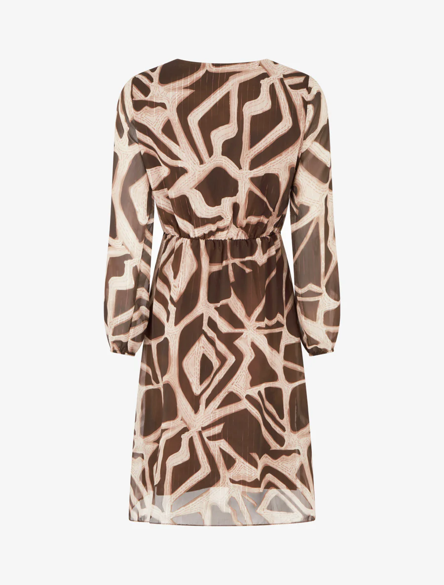 Robe imprimé rétro à rayures irisées - Marron - Image 2
