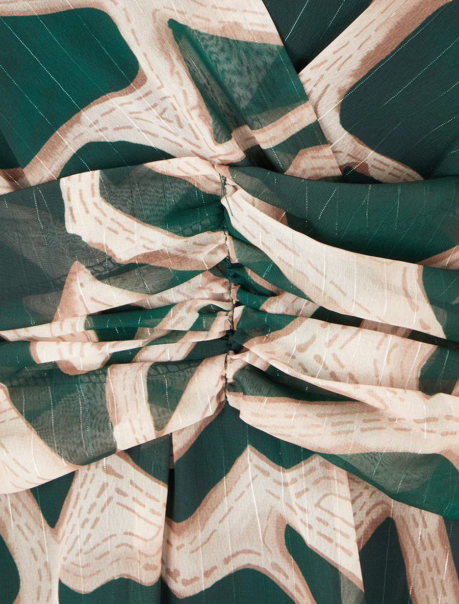 Robe imprimé rétro à rayures irisées - Vert sapin - Image 3