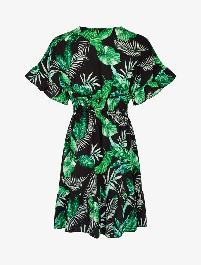 Robe imprimée à bords volantés - noir - Image 2