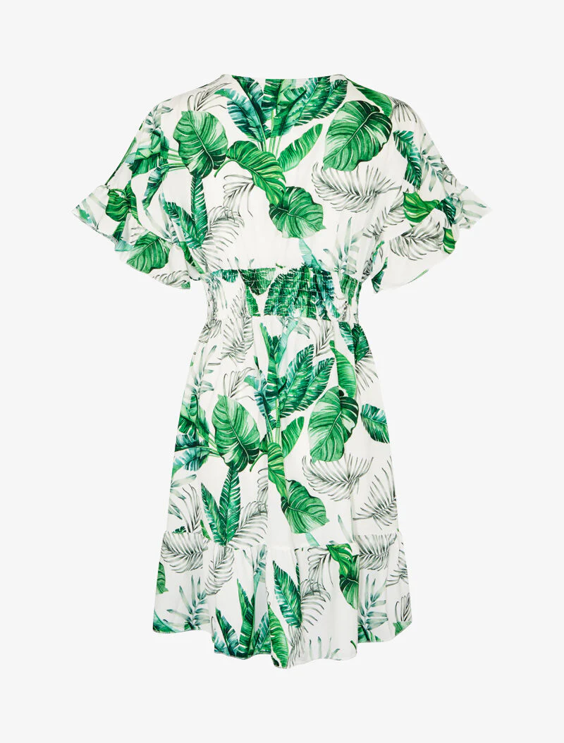 Robe imprimée à bords volantés - blanc - Image 3