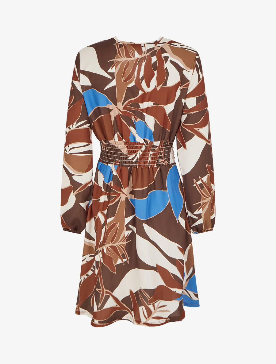 Robe imprimée à col cache-coeur - Marron - Image 2