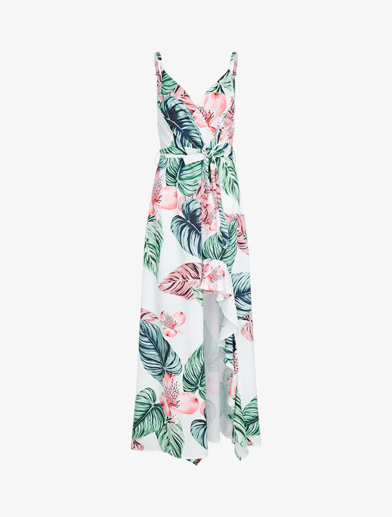 Robe imprimée à côté fendu - blanc