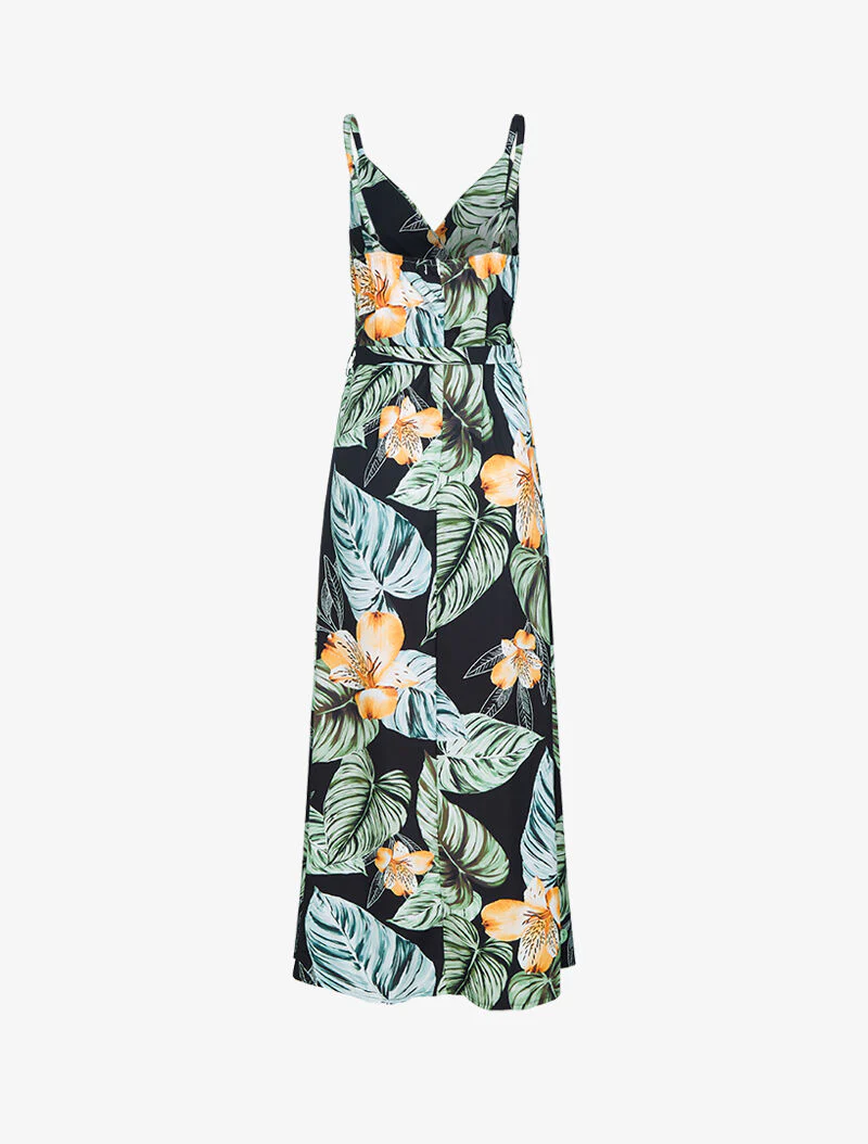 Robe imprimée à côté fendu - noir - Image 2