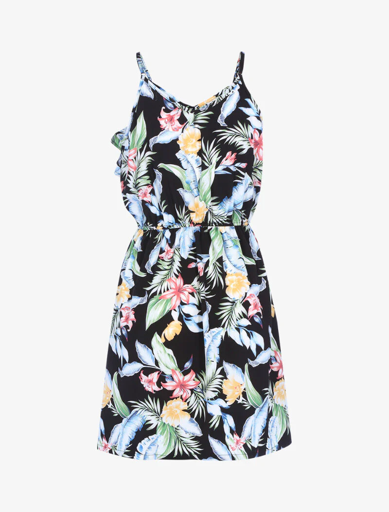 Robe imprimée à encolure volantée - noir - Image 2