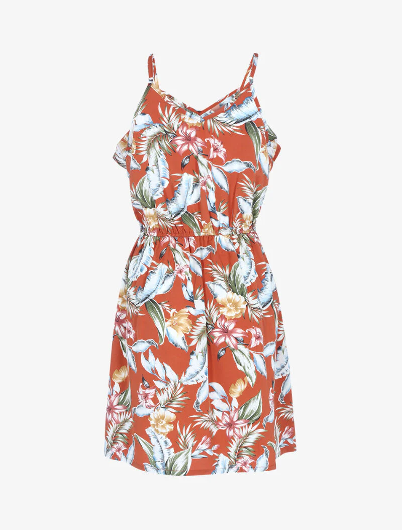 Robe imprimée à encolure volantée - orange - Image 2