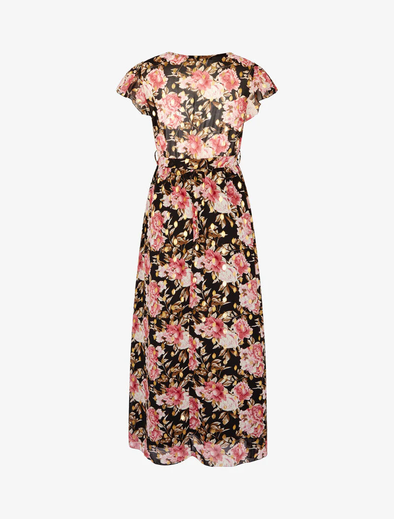 Robe imprimée à mancherons ajourés - noir - Image 2