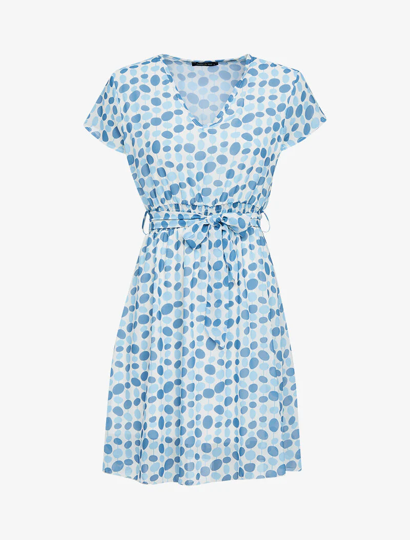 Robe imprimée en voile - bleu ciel