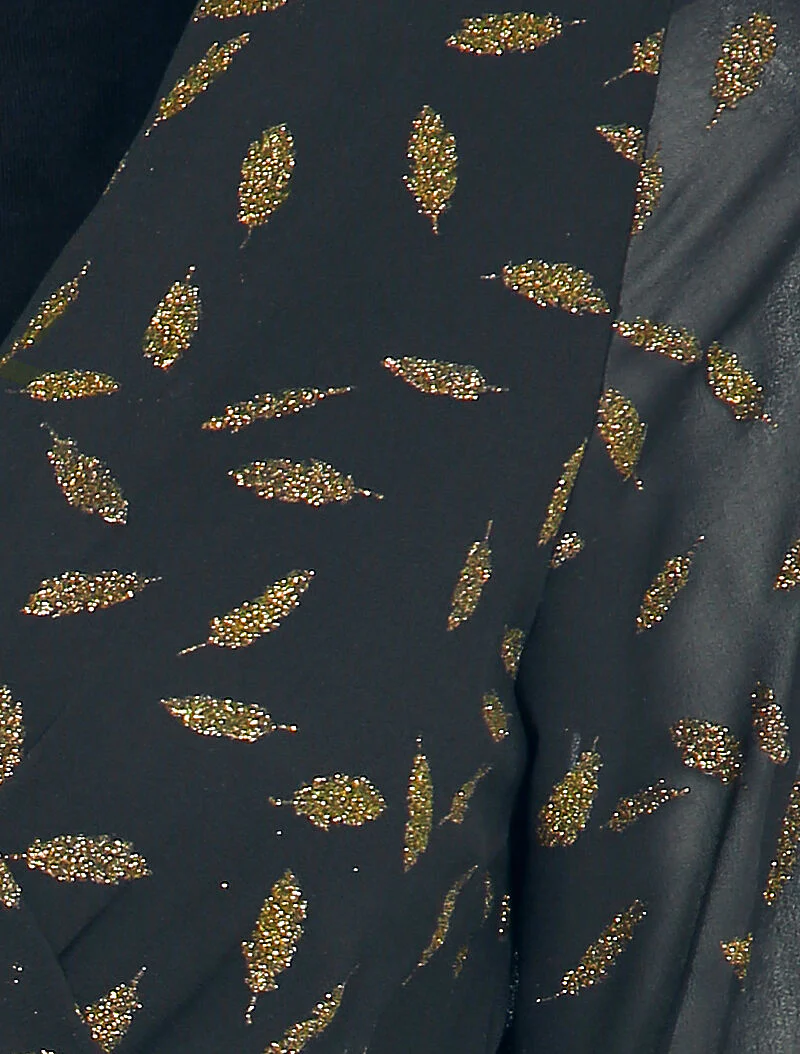 Robe imprimée plumes irisées et col cache-coeur - Noir - Image 4