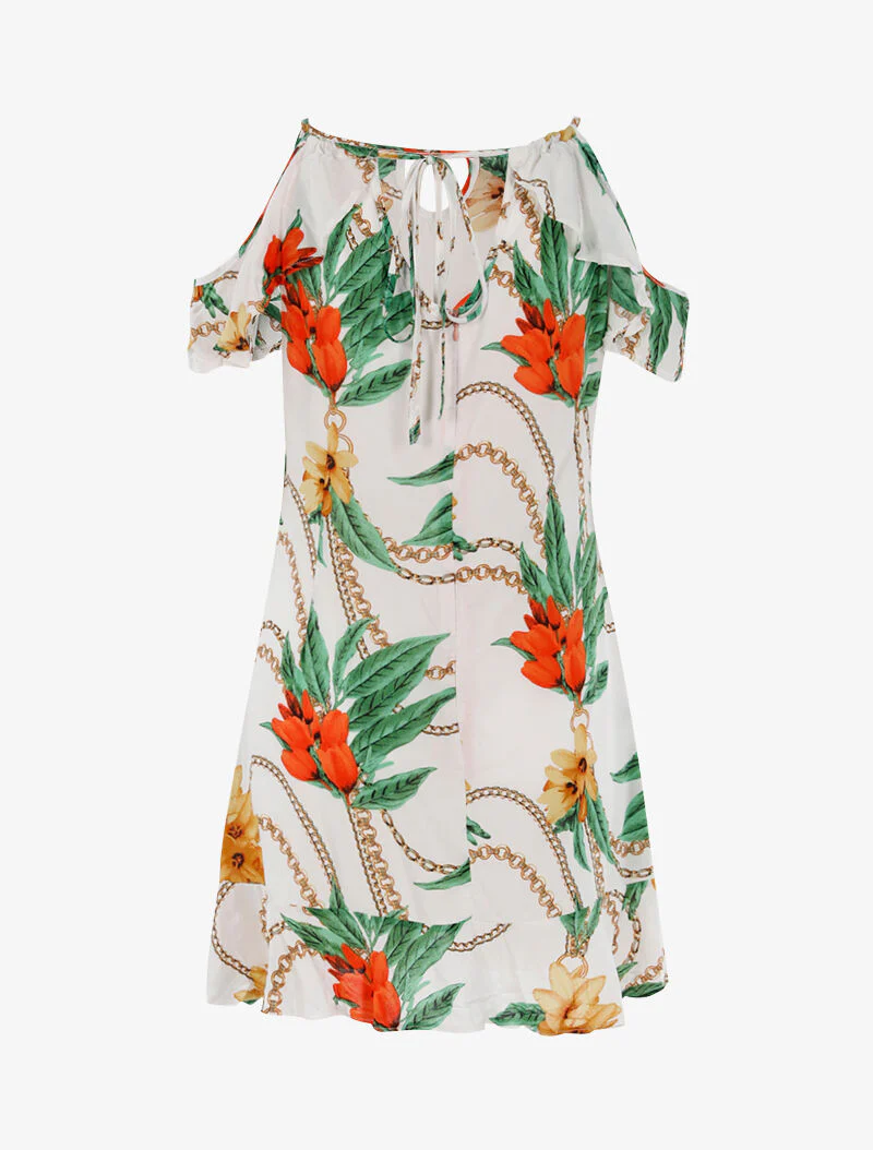 Robe légère à imprimé floral et chaînes - blanc - Image 2