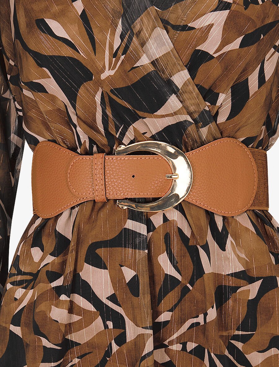 Robe légère en voile lamé imprimé abstrait - Marron - Image 3