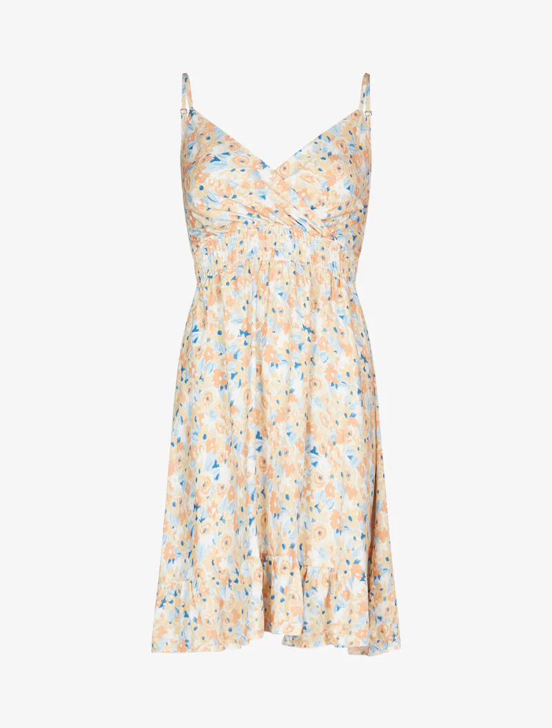 Robe légère fleurie à cache coeur - orange