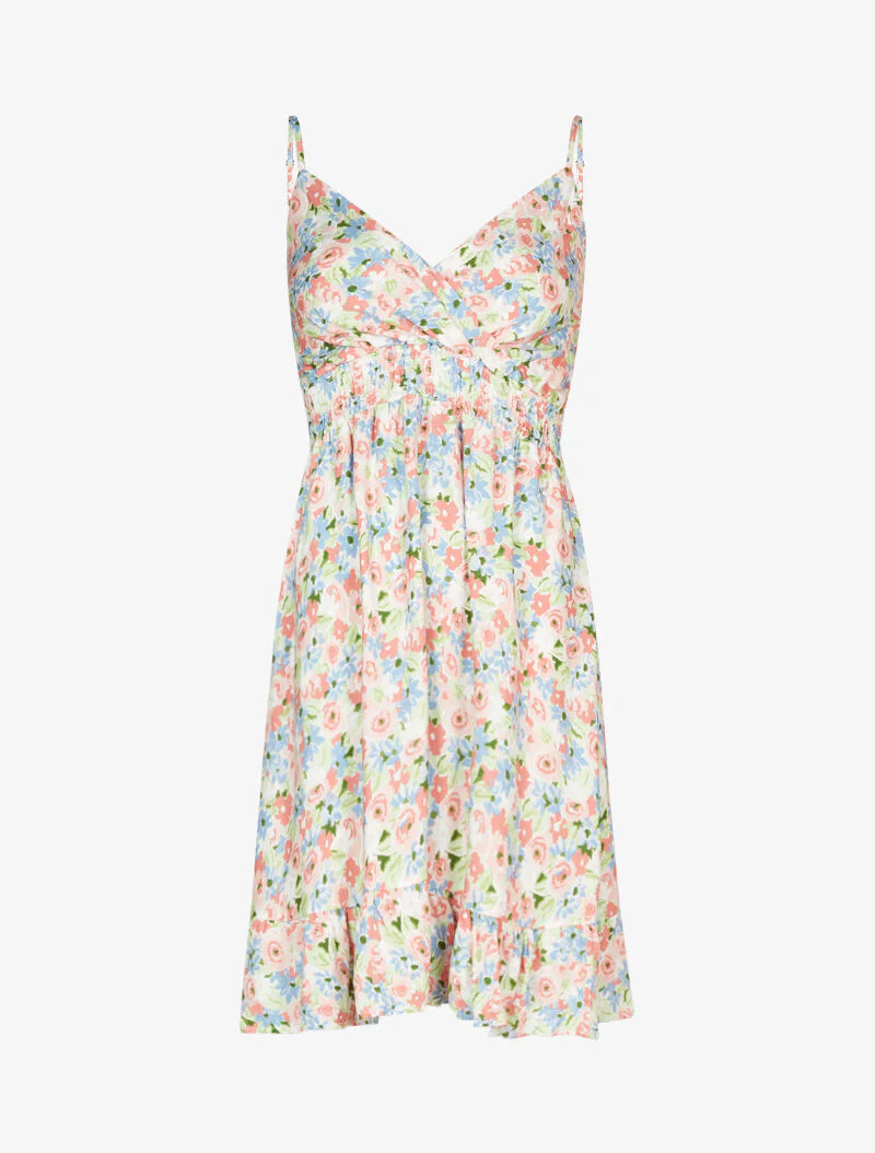 Robe légère fleurie à cache coeur - rose