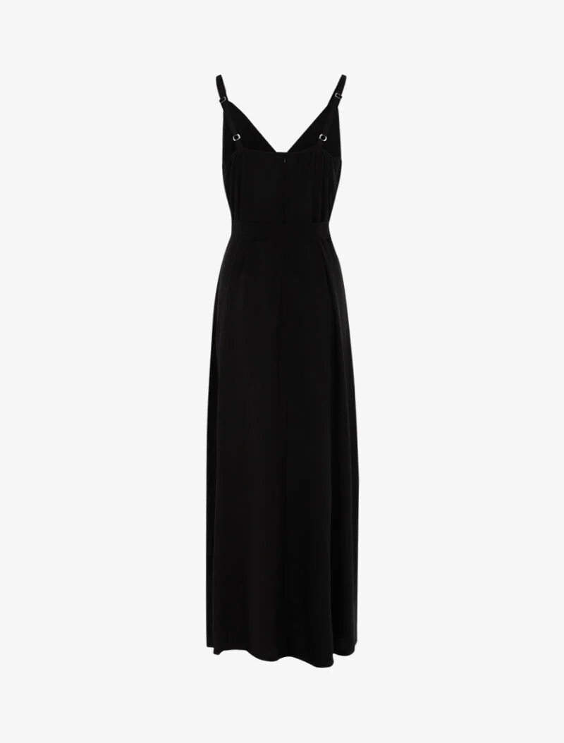 Robe longue à bord fendu volanté - noir - Image 2