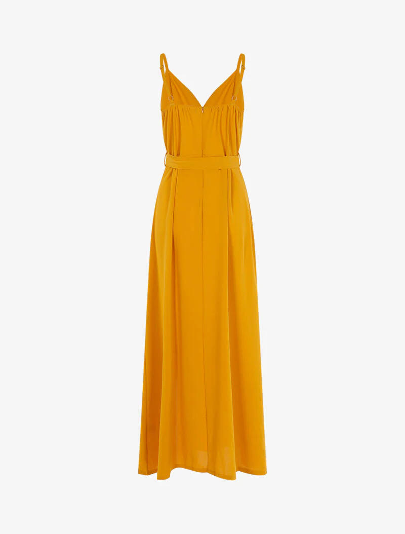 Robe longue à bord fendu volanté - jaune - Image 2