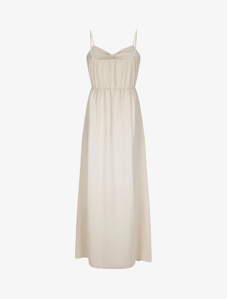 Robe longue à boutons stylisés - Beige - Image 2
