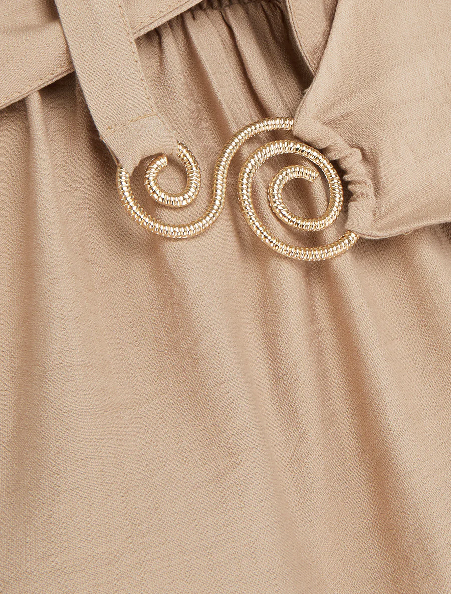 Robe longue à bretelles bijoux - Beige - Image 3