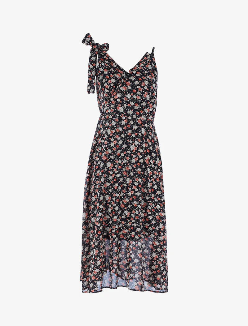 Robe longue à bretelles dépareillées - noir