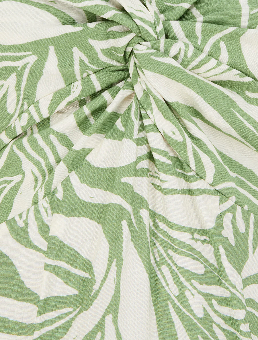 Robe longue à bretelles et imprimé stylisé - Vert - Image 3