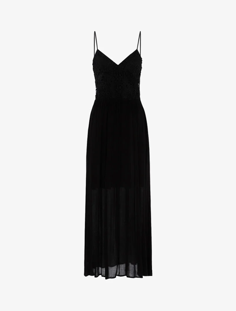 Robe longue à buste en crochet - noir