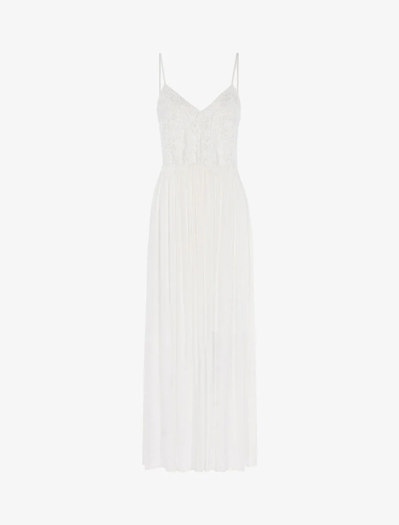 Robe longue à buste en crochet - blanc