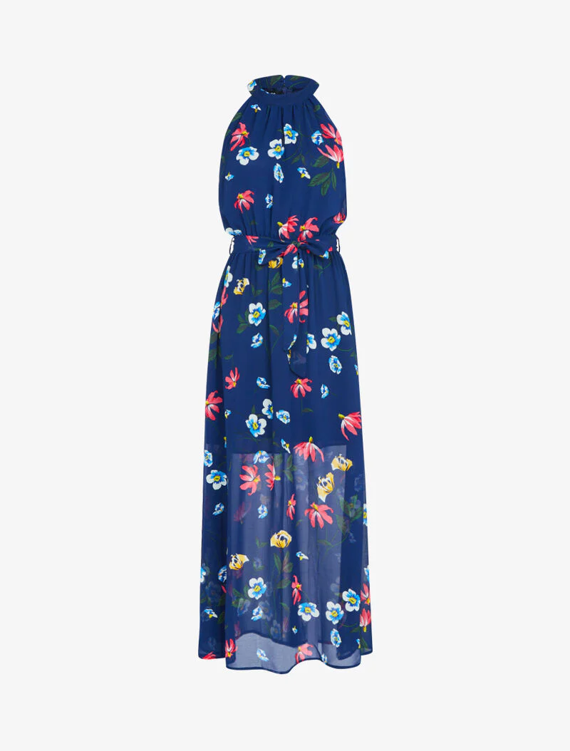 Robe longue à col américain - marine - Image 2