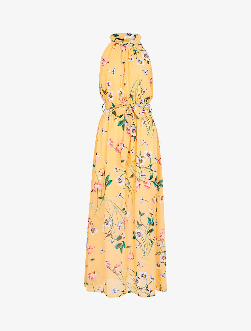 Robe longue à col américain - orange