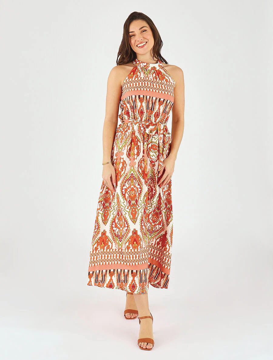 Robe longue à col américain - Blanc - Image 4