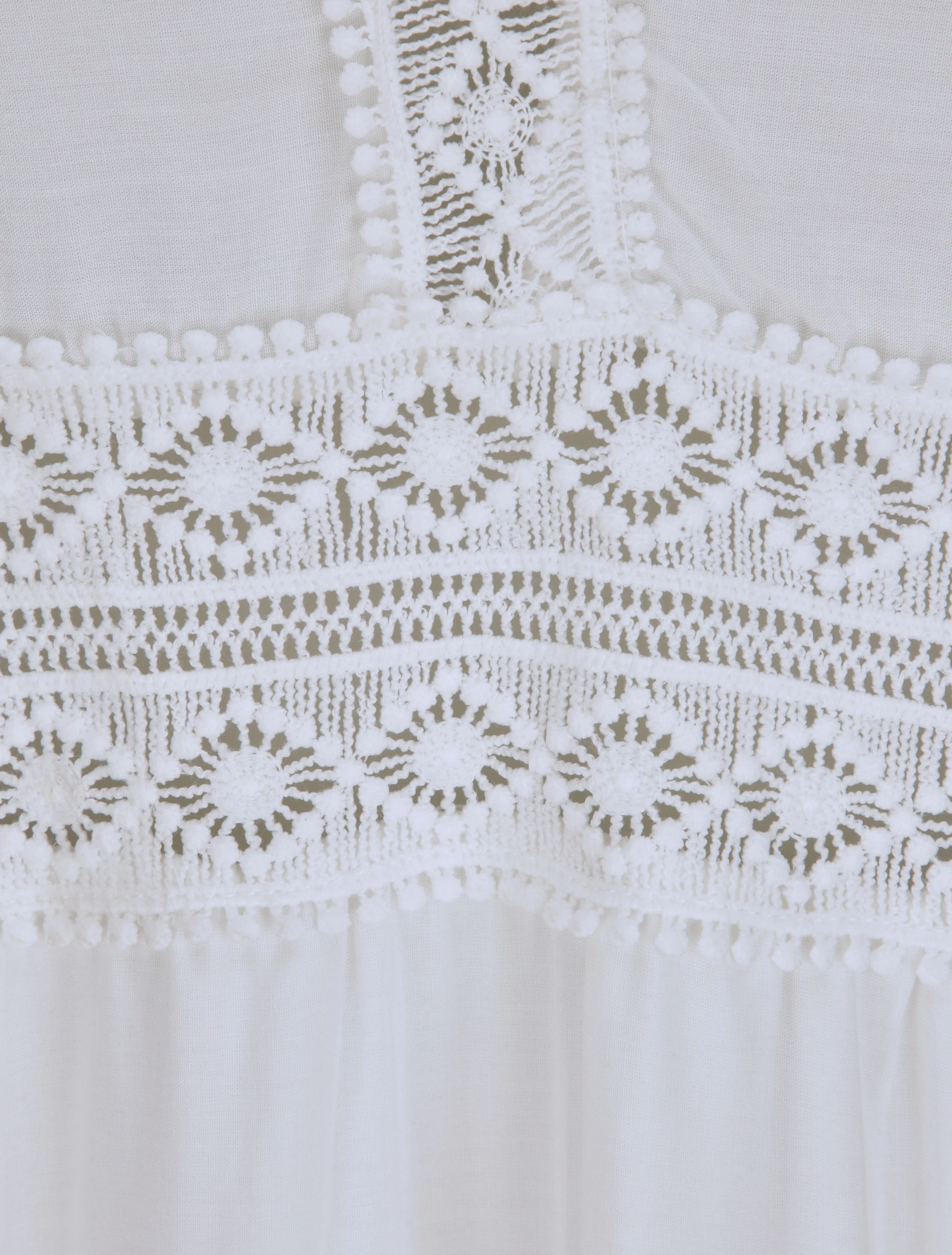 Robe longue à col V en dentelle - Blanc - Image 3