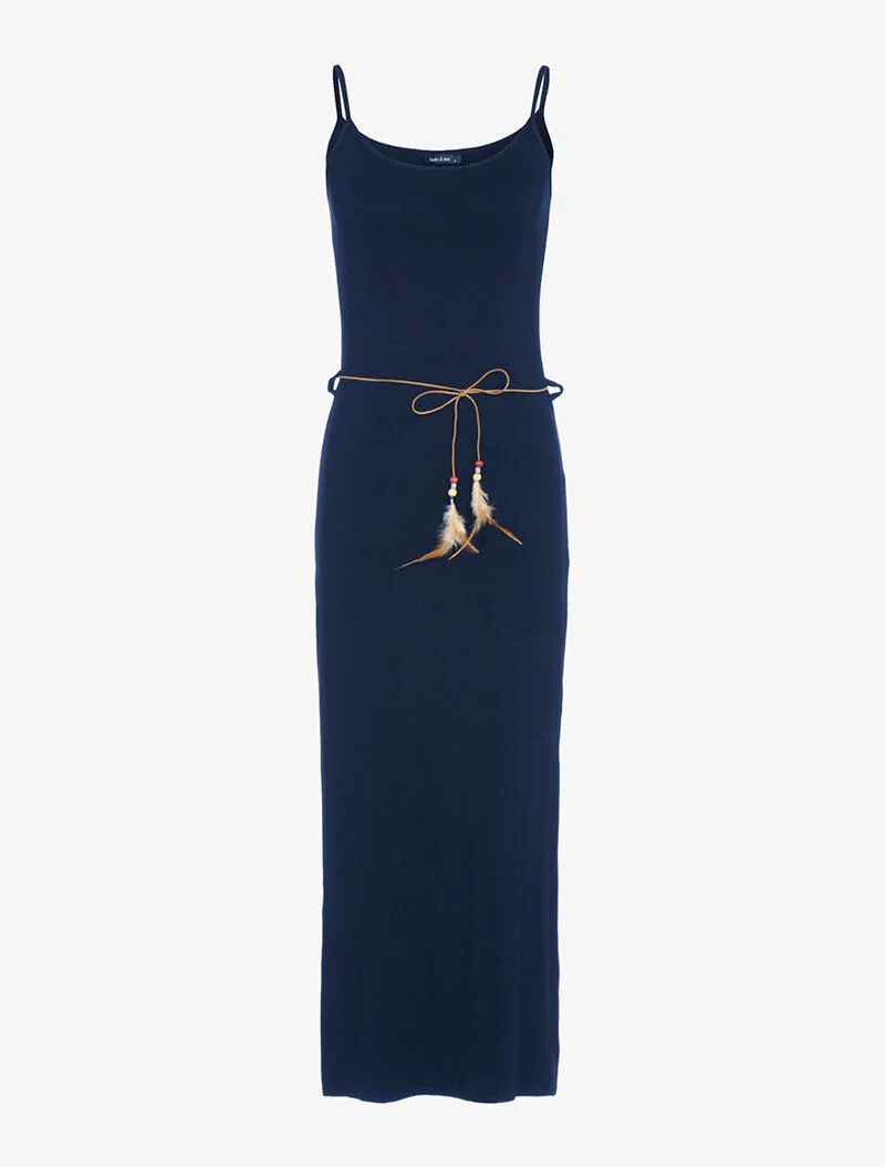 Robe longue à côtés fendus - marine