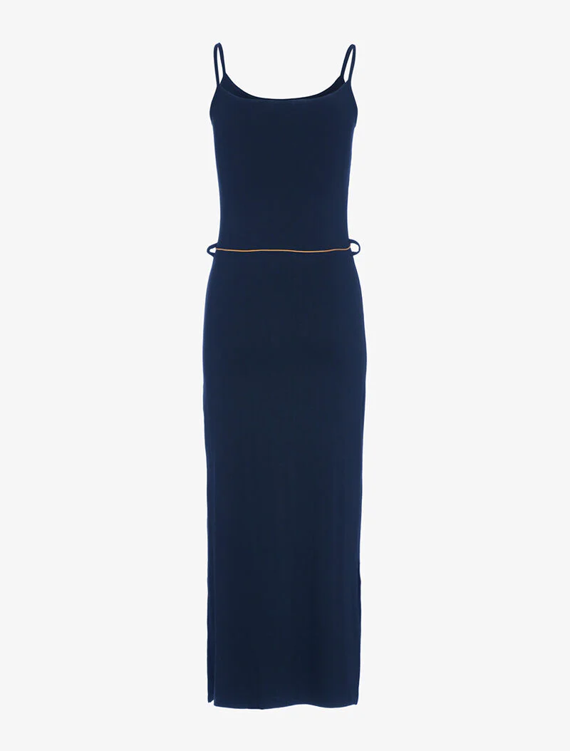 Robe longue à côtés fendus - marine - Image 2