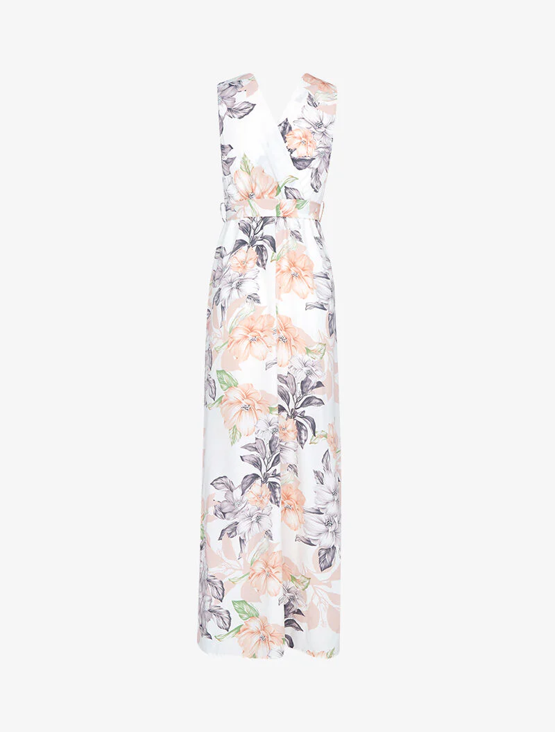 Robe longue à décolleté et dos cache coeur - ecru - Image 2