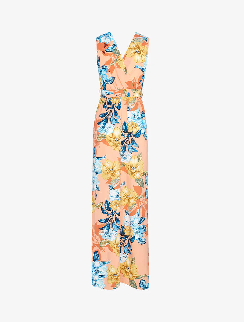 Robe longue à décolleté et dos cache coeur - orange - Image 2