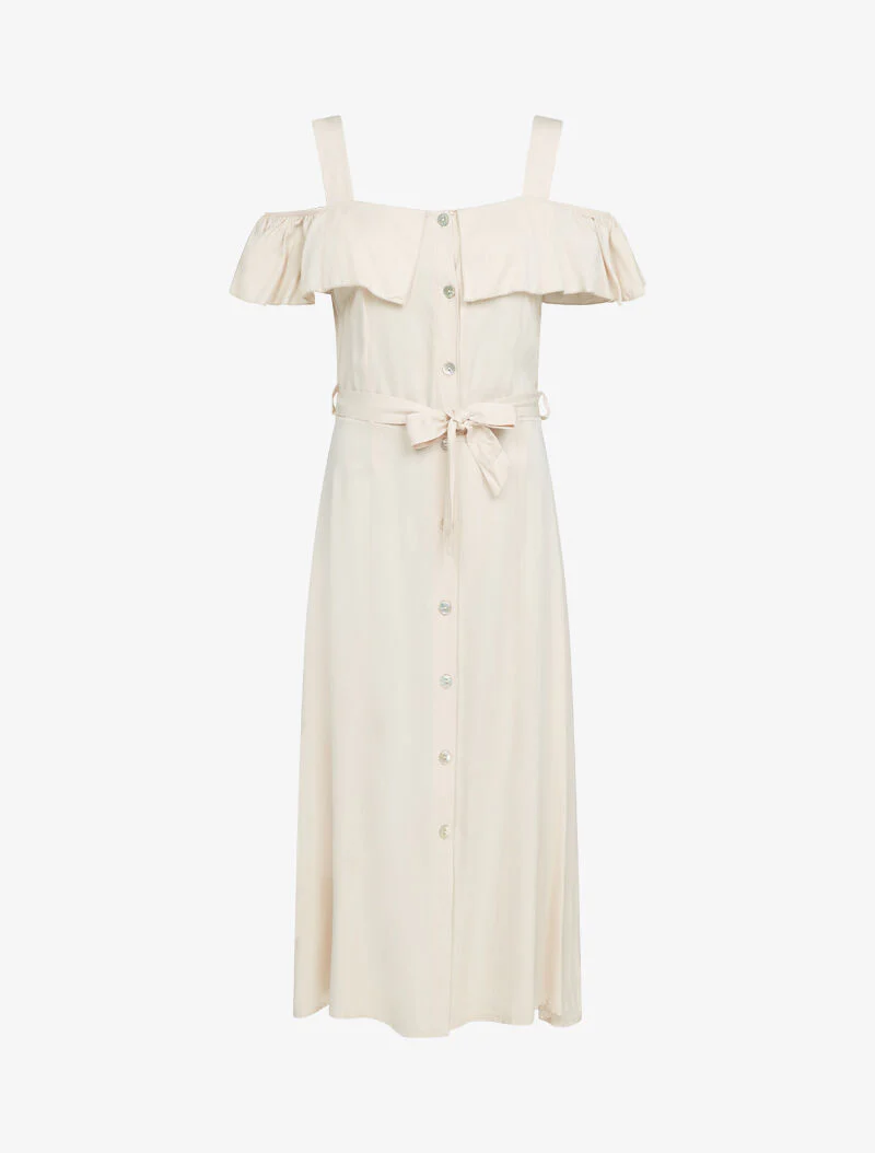 Robe longue à épaules dénudées - beige