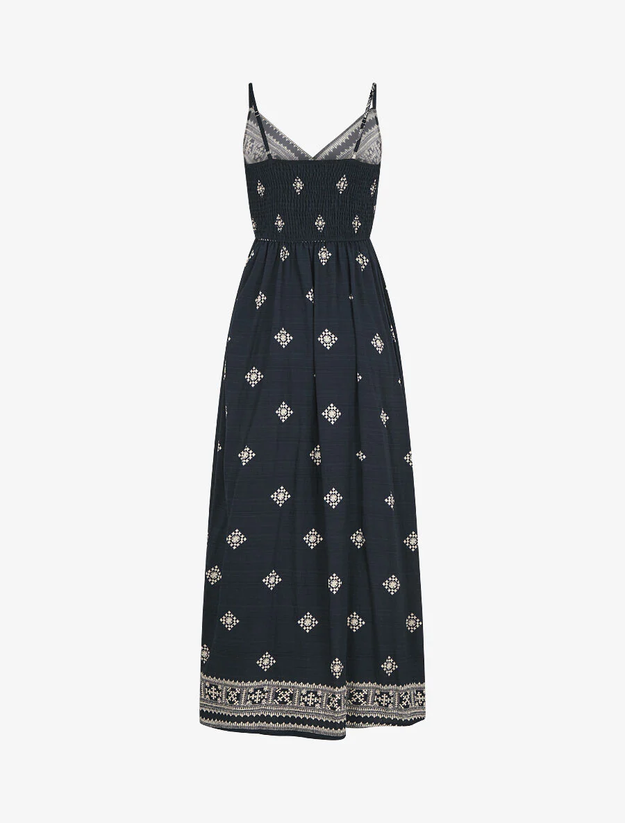 Robe longue à fines bretelles à imprimé fantaisie - Marine - Image 2