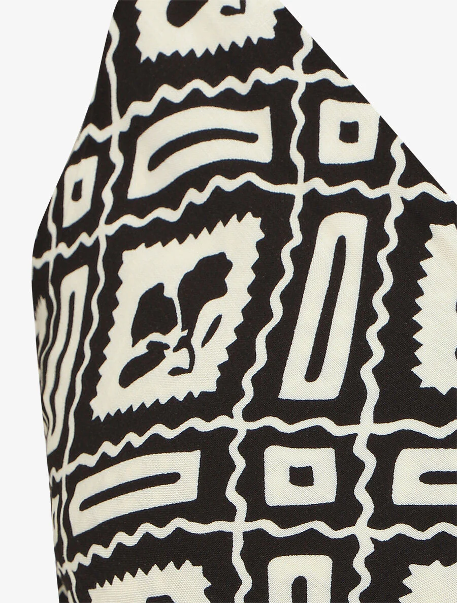 Robe longue à fines bretelles imprimé graphique - Noir - Image 3