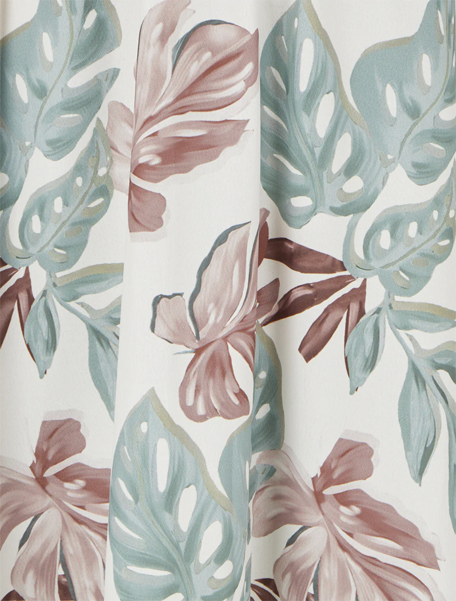 Robe longue à fines bretelles imprimé tropical - Kaki - Image 3